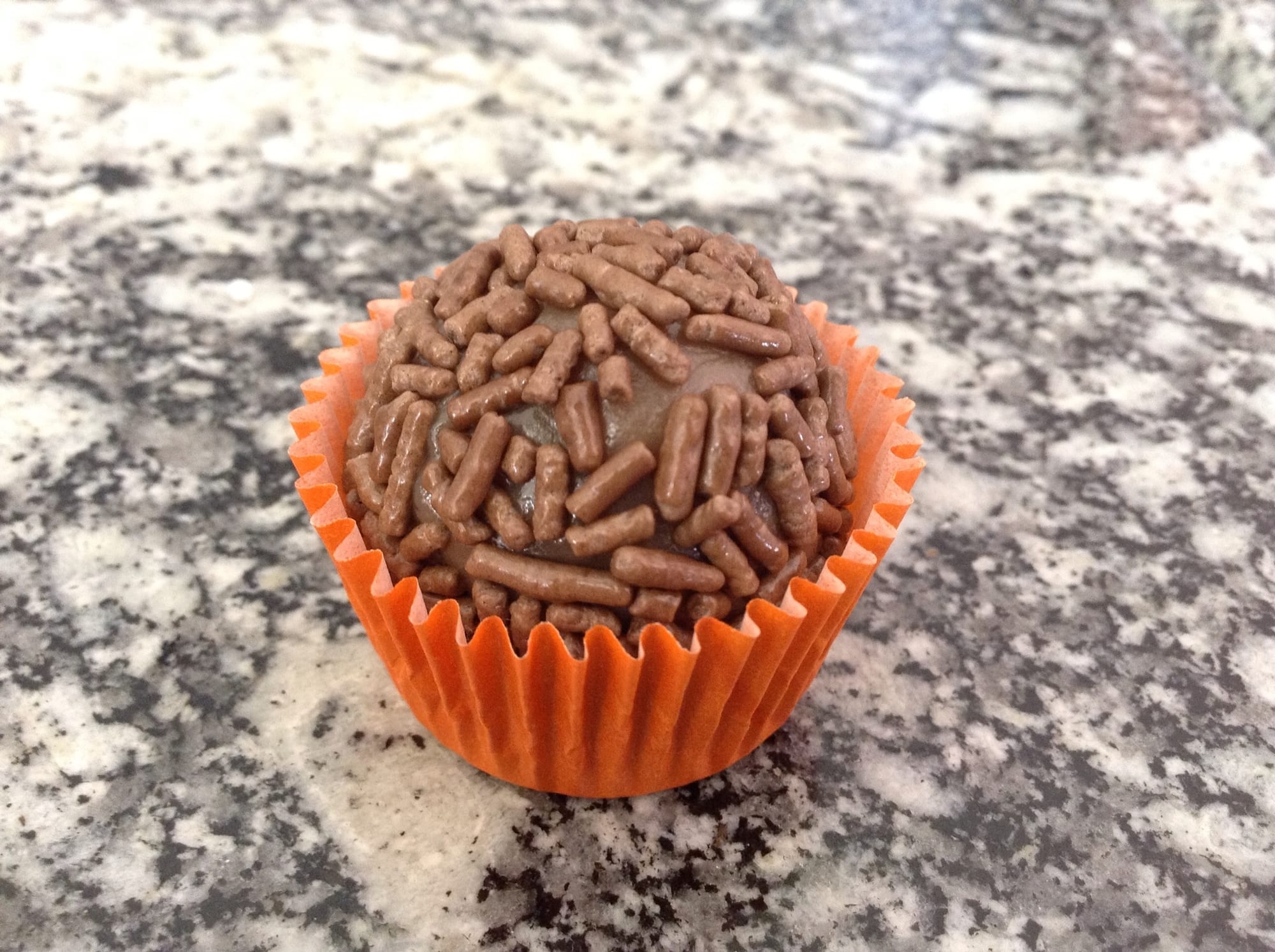Small round chocolate balls coated in chocolate sprinkles