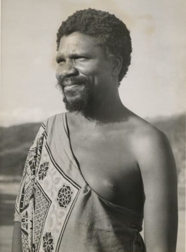King Sobhuza II in a dark suit, photographed in 1945