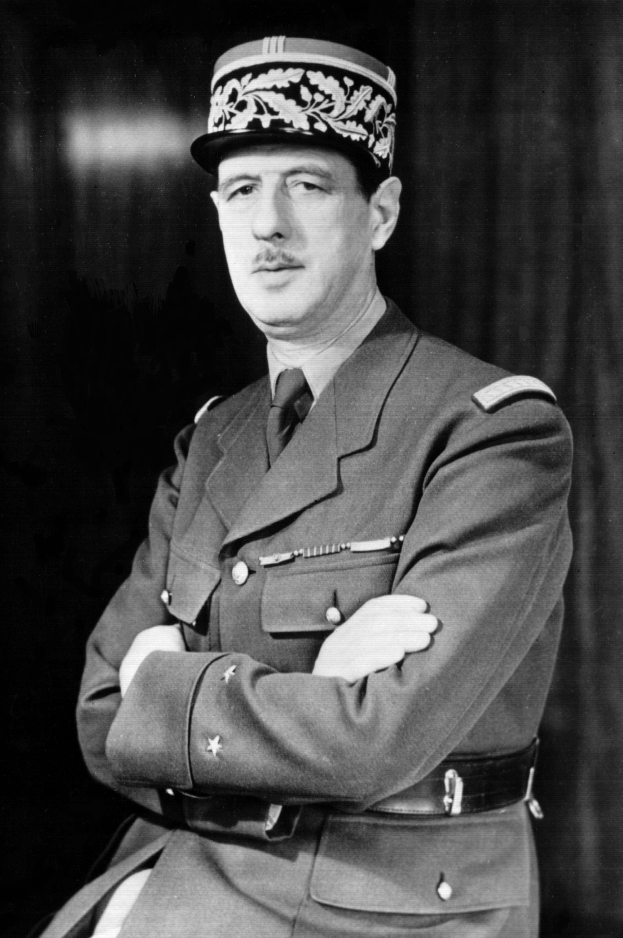 A wartime portrait of Charles de Gaulle in uniform