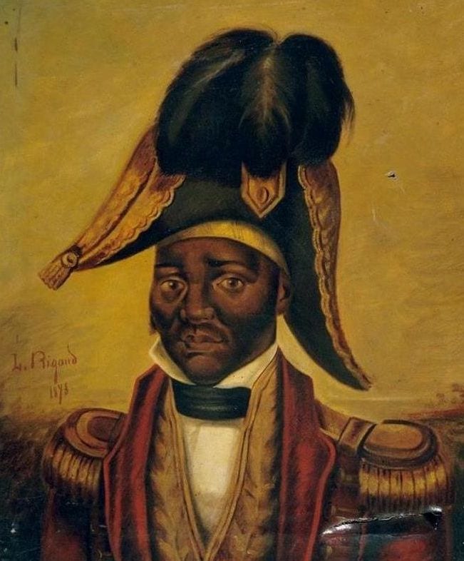 A painted portrait of Jean-Jacques Dessalines in an ornate military coat