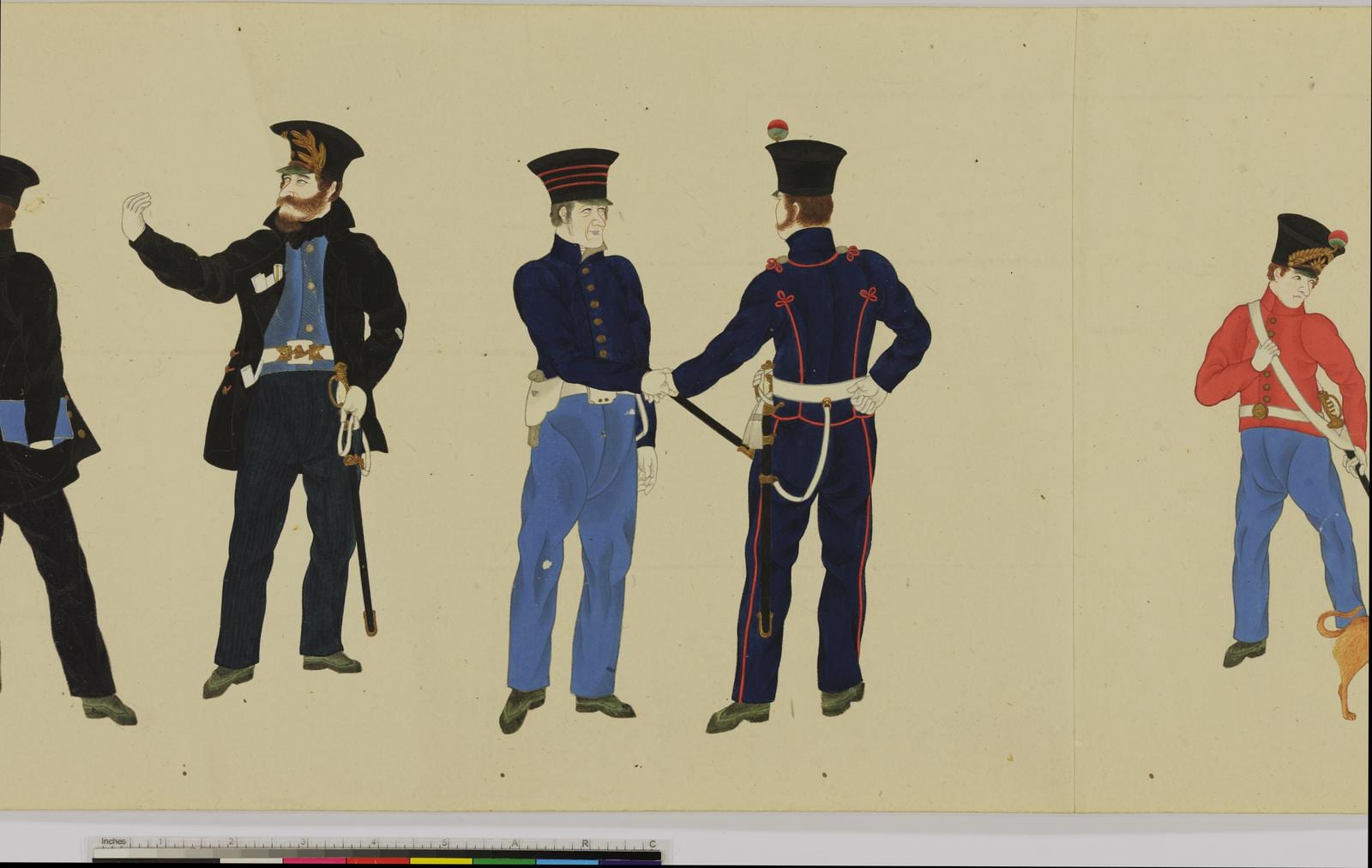 A Japanese scroll painting of Commodore Perry's steam warships in a Japanese bay
