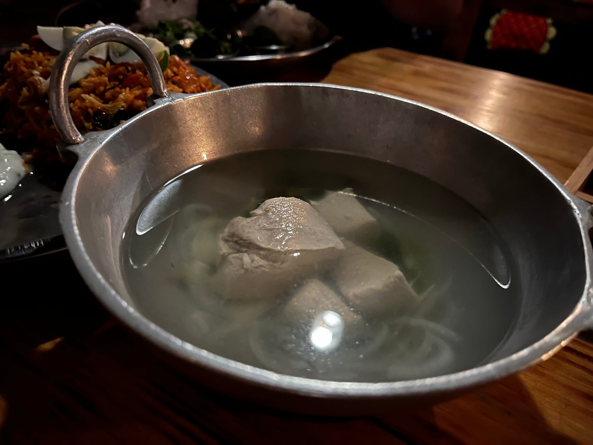 A bowl of clear fish broth