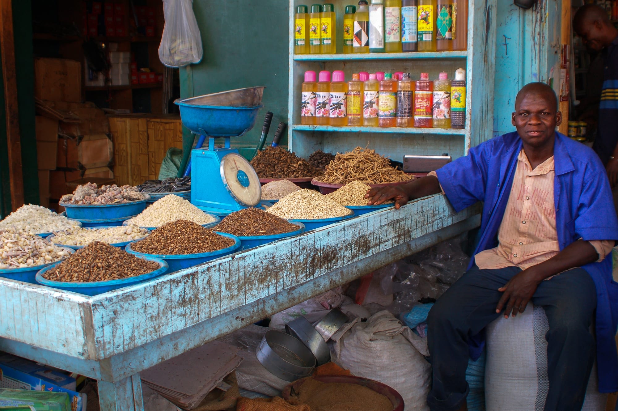 A food stand with goods for sale in a Malian street