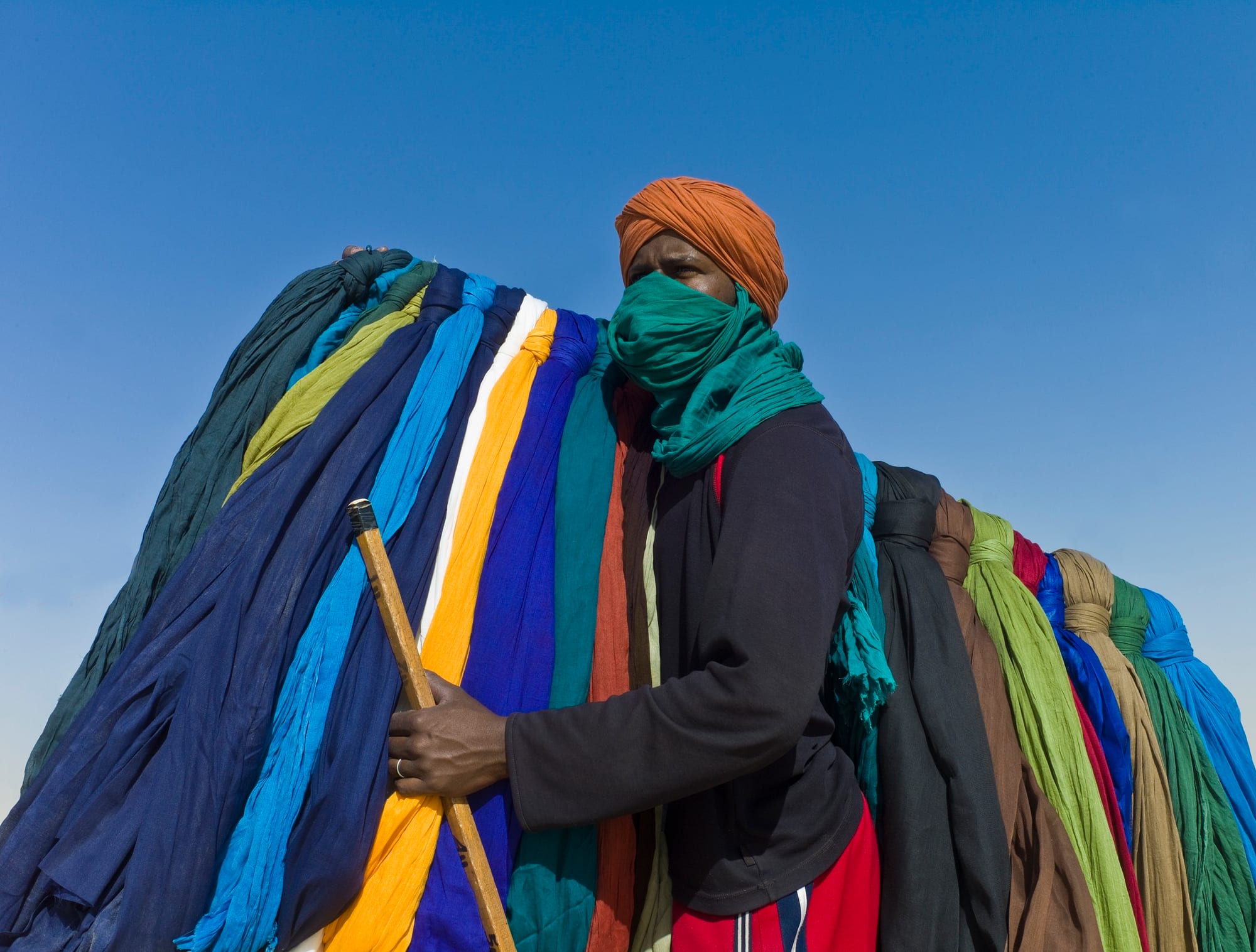 A Tuareg man in a bright turban at a desert festival near Timbuktu in 2012