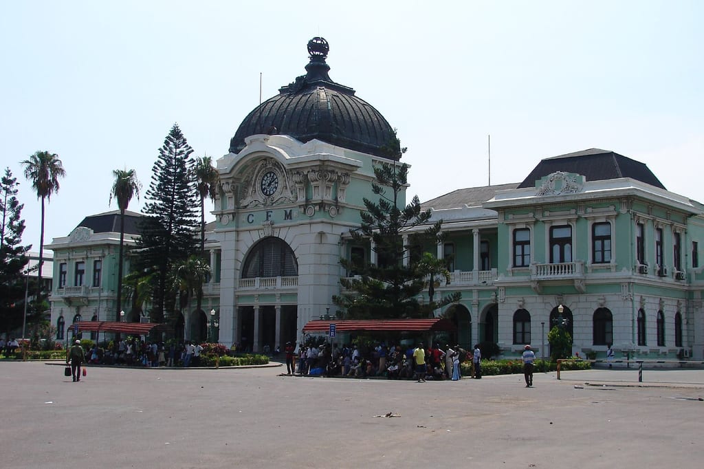 The grand domed colonial railway station in central Maputo