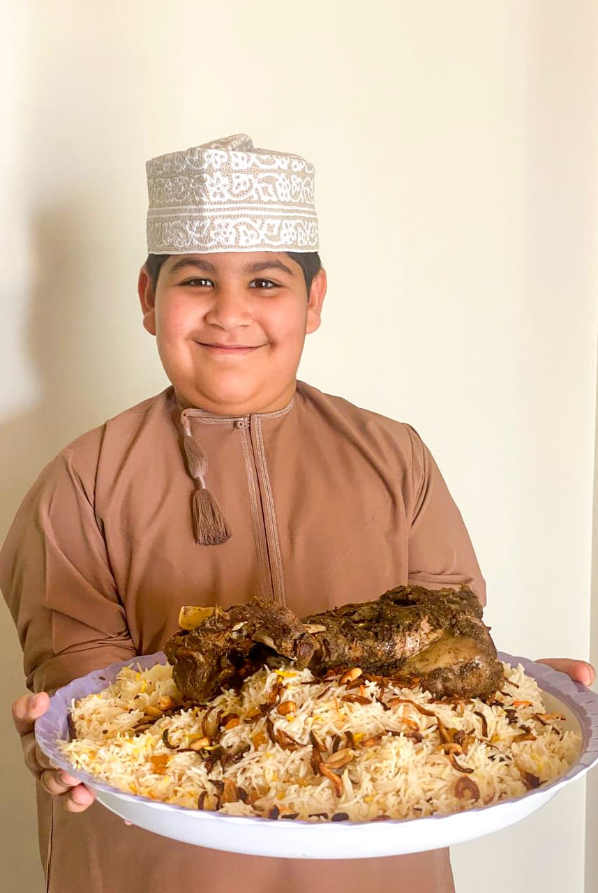 A traditional Omani meal presented at a celebration