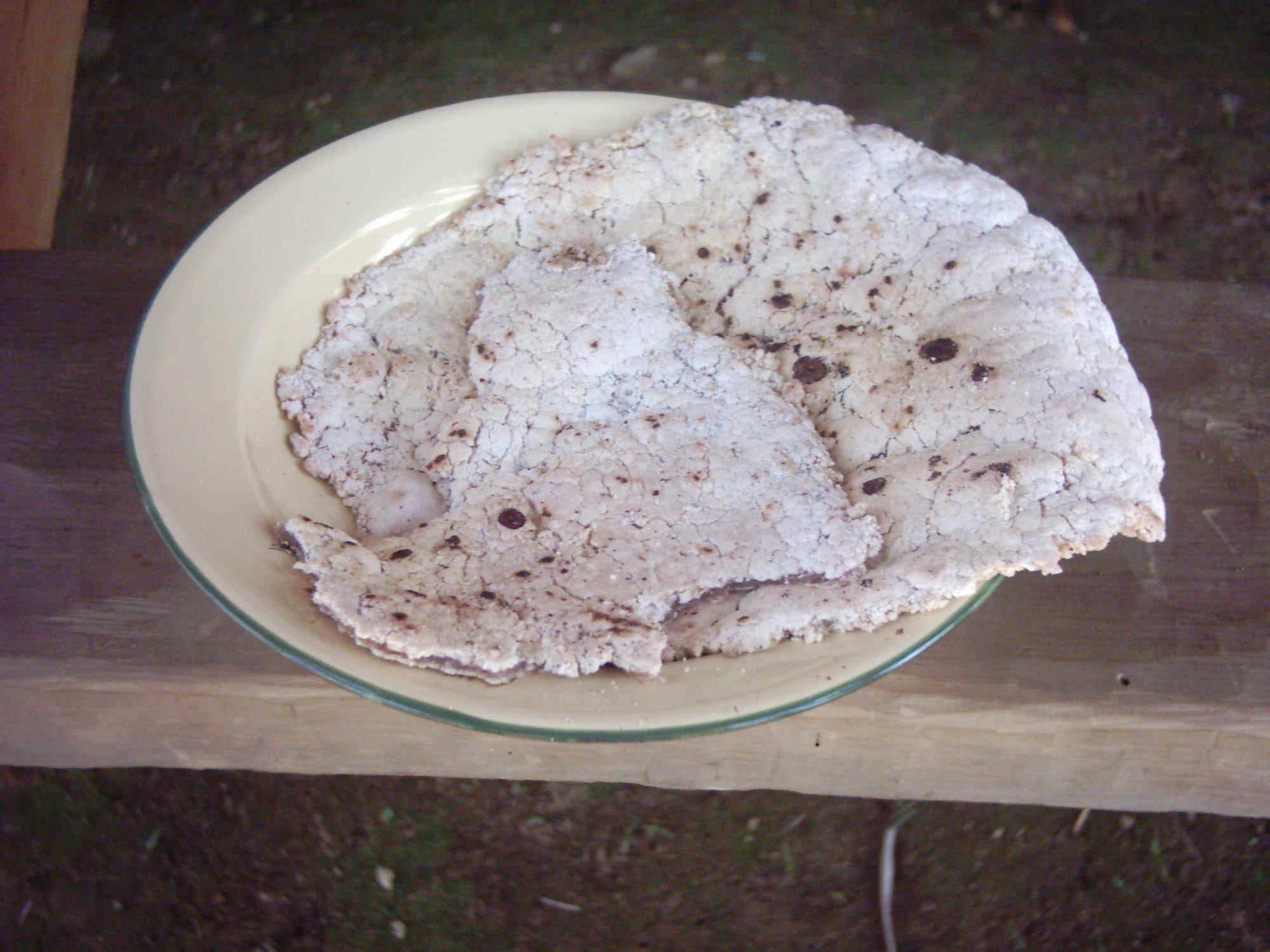 A flat pancake made from sago starch