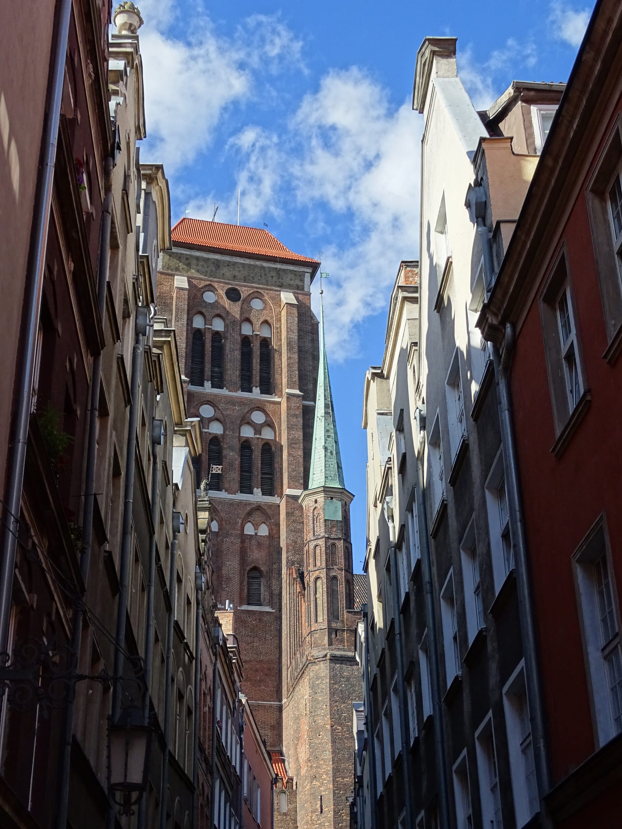 Ornate Hanseatic-style townhouse facades along a historic street