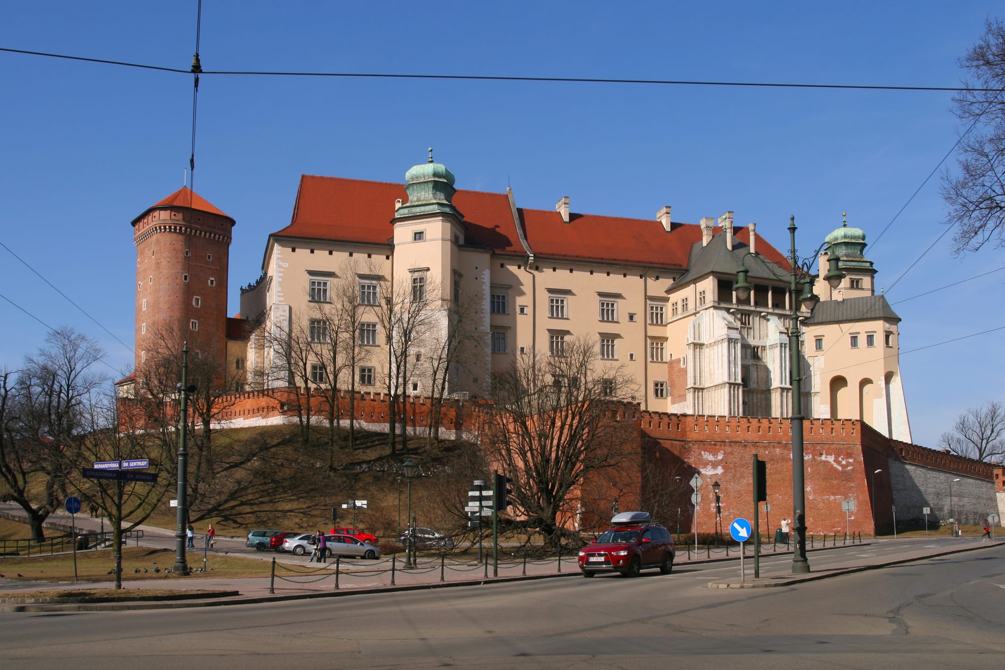 The Wawel Castle and cathedral complex on a rise above the Vistula river in Kraków