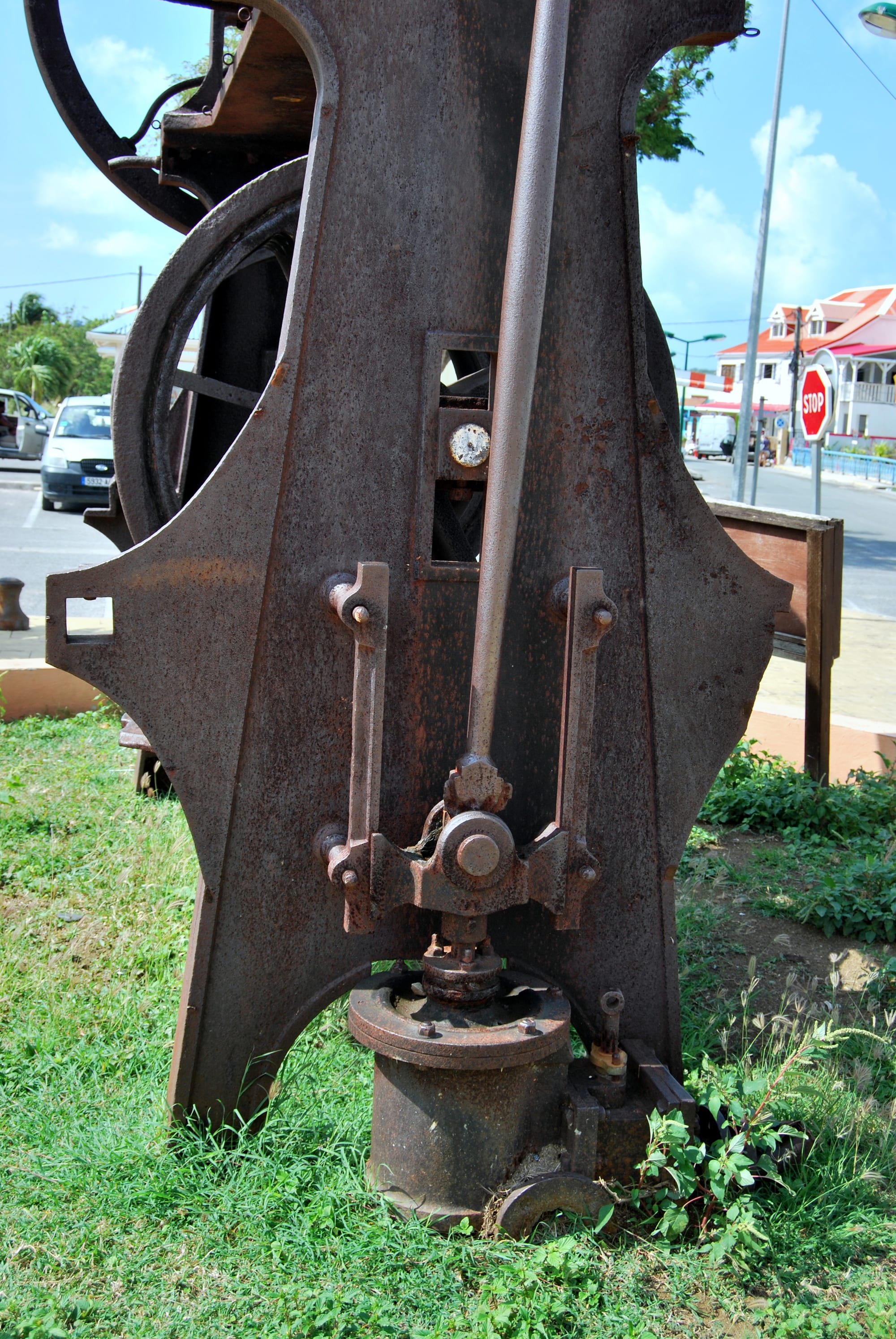 An old salt mill structure beside a coastal salt pond