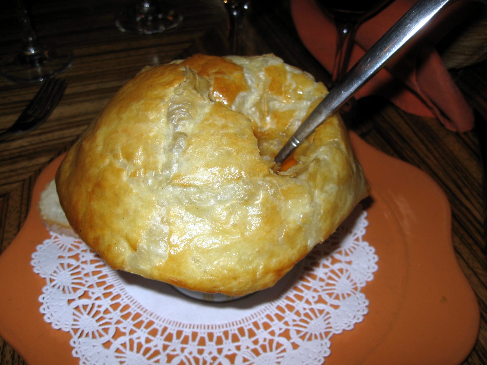 A bowl of creamy lobster soup