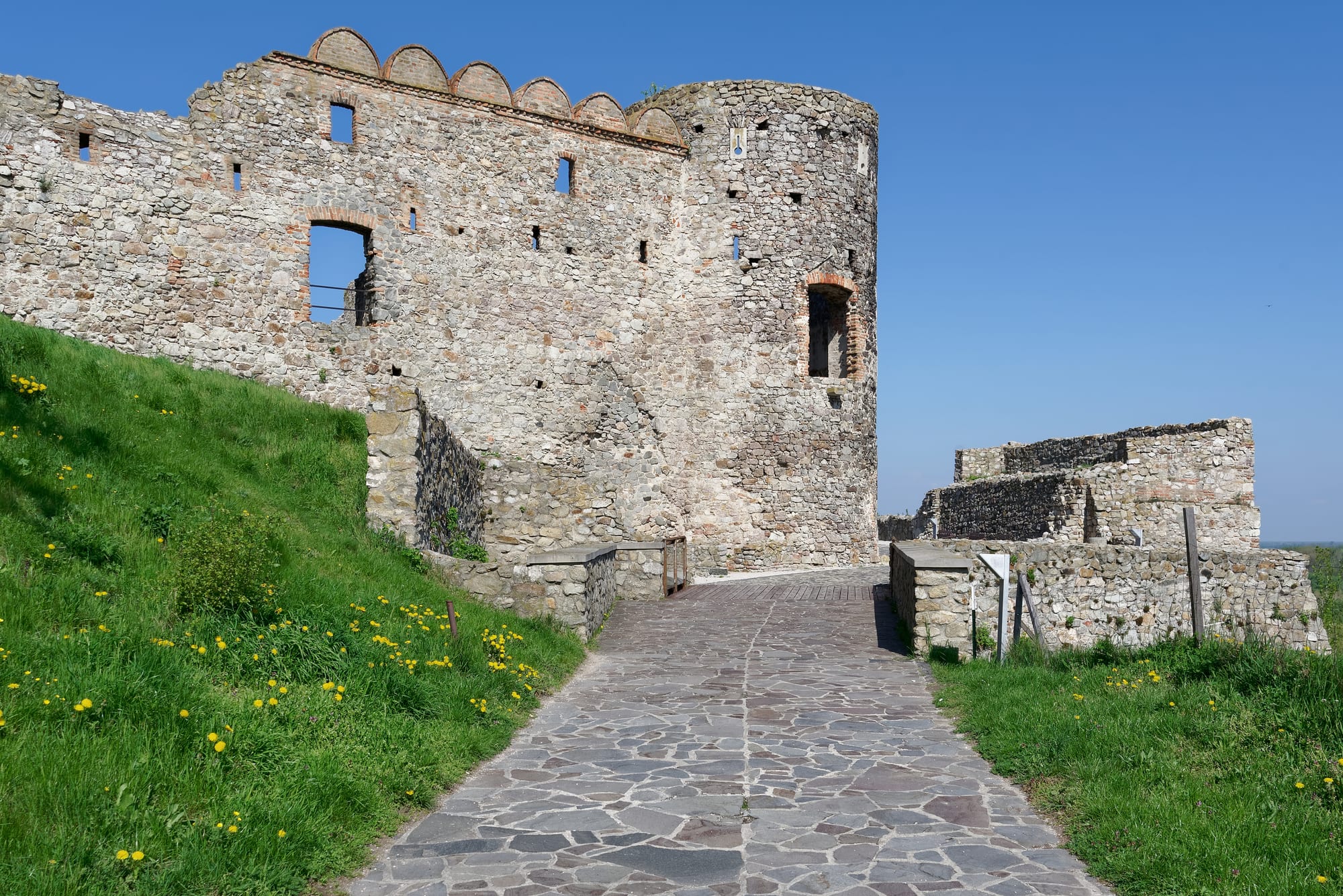 The ruined clifftop Devín Castle above the confluence of the Morava and Danube rivers