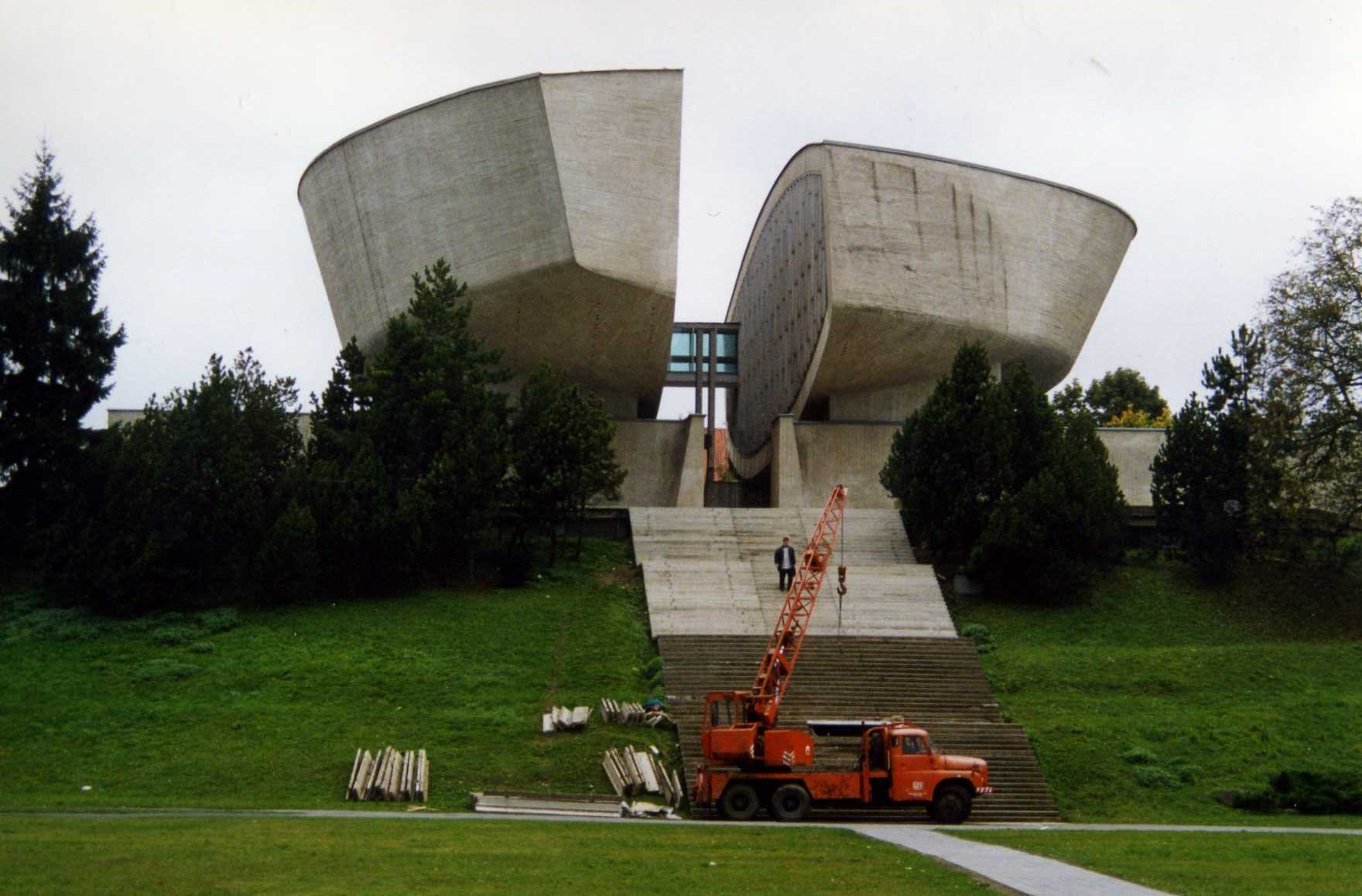The angular concrete modernist monument to the Slovak National Uprising in Banská Bystrica