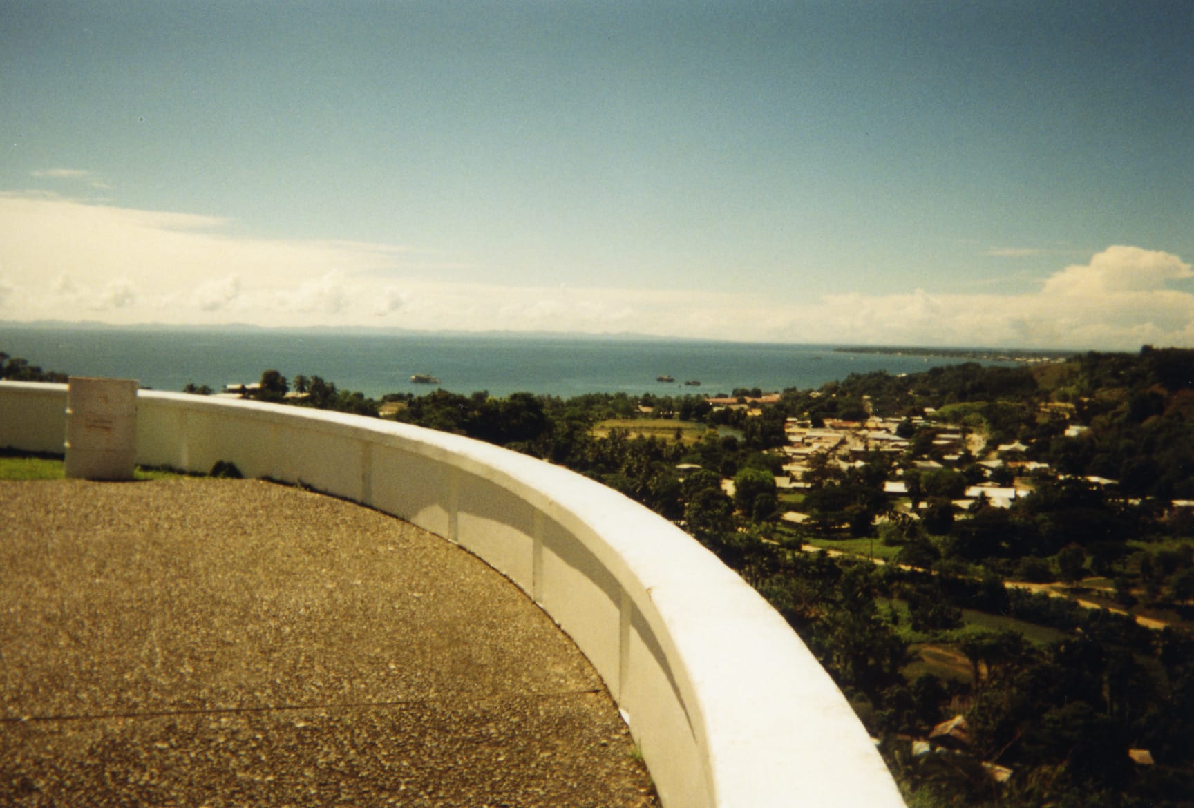 A view over Honiara's rooftops and the sea from the hilltop war memorial