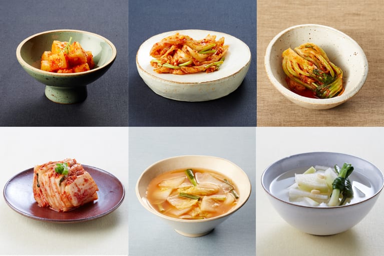 Several types of fermented, spiced vegetables