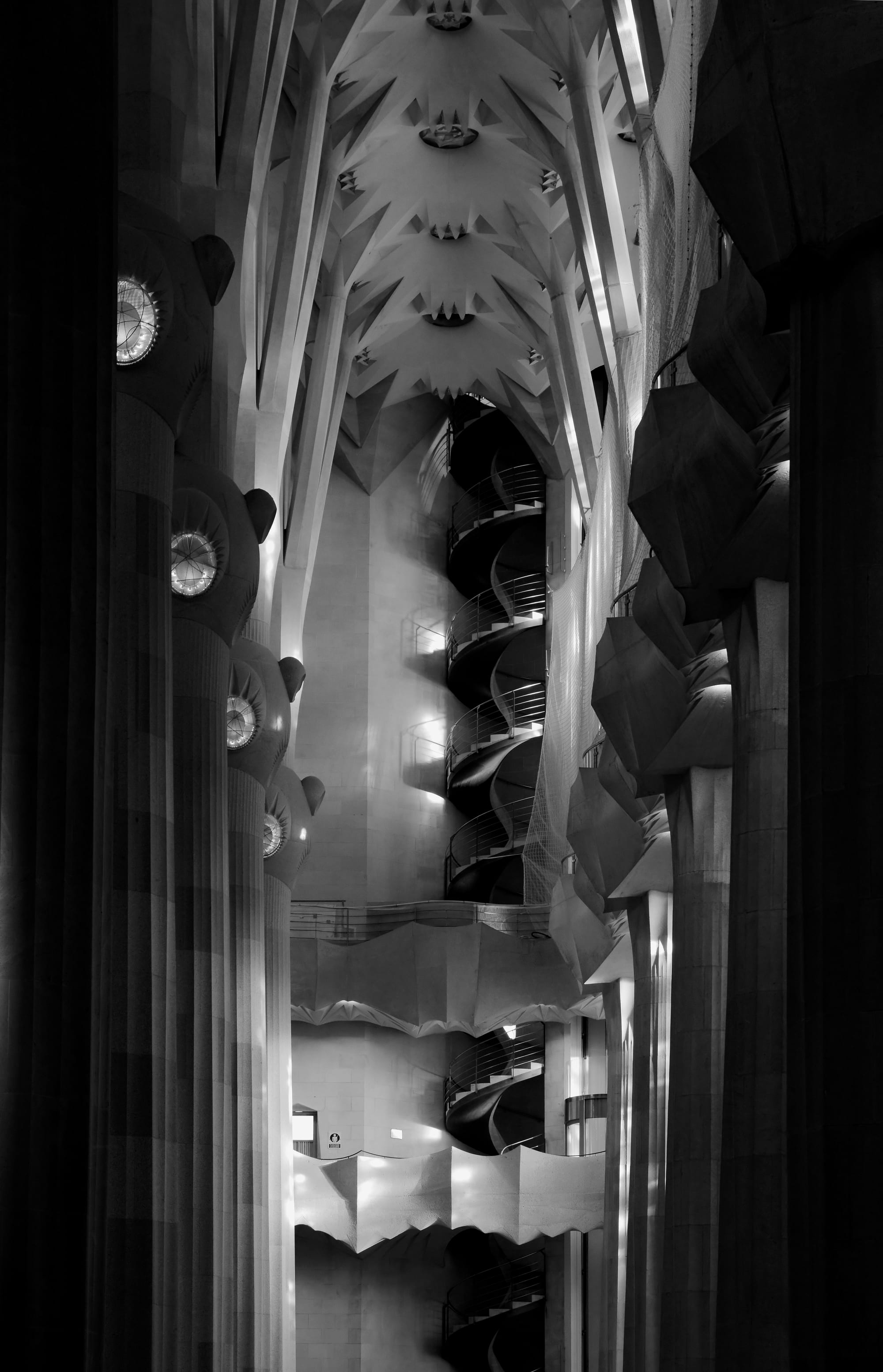 The towering, intricate spires of the unfinished Sagrada Família basilica in Barcelona