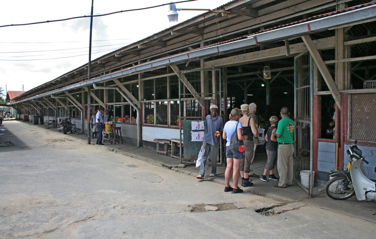 A market building and street scene