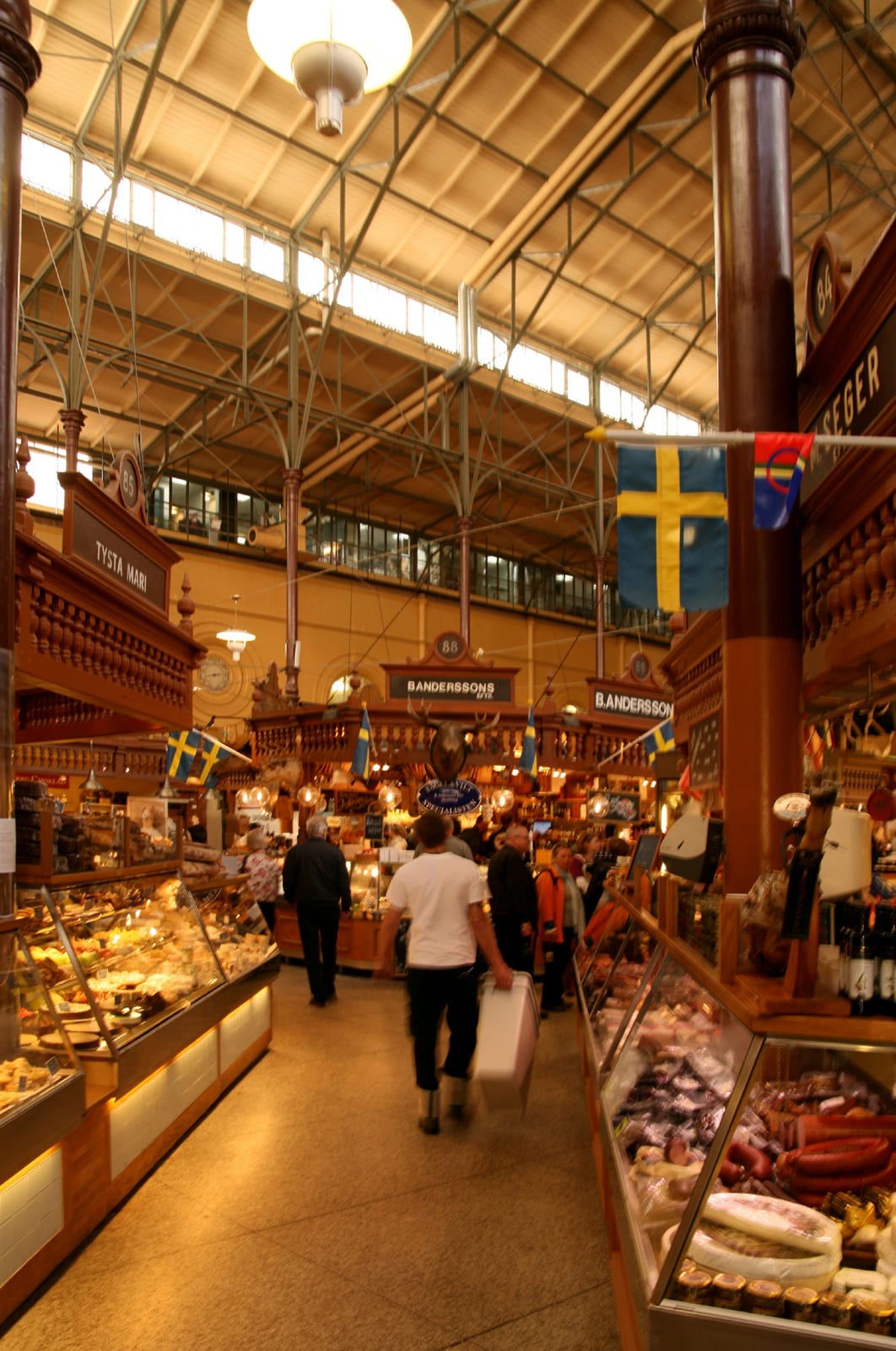 The interior of a historic covered market hall