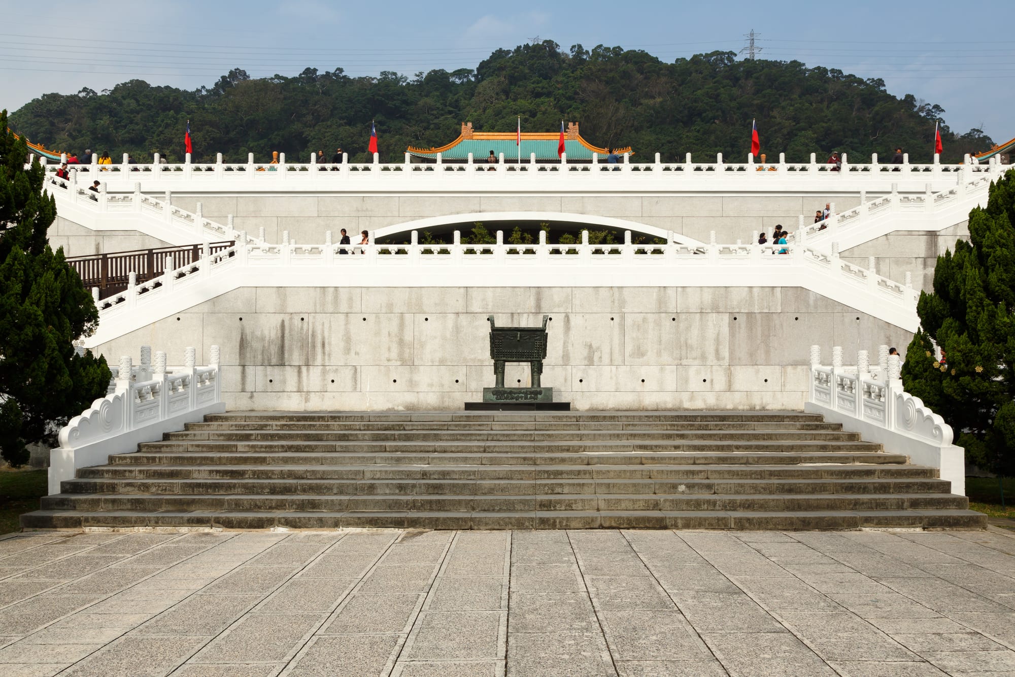 A grand staircase leading up to a Chinese palace-style museum building