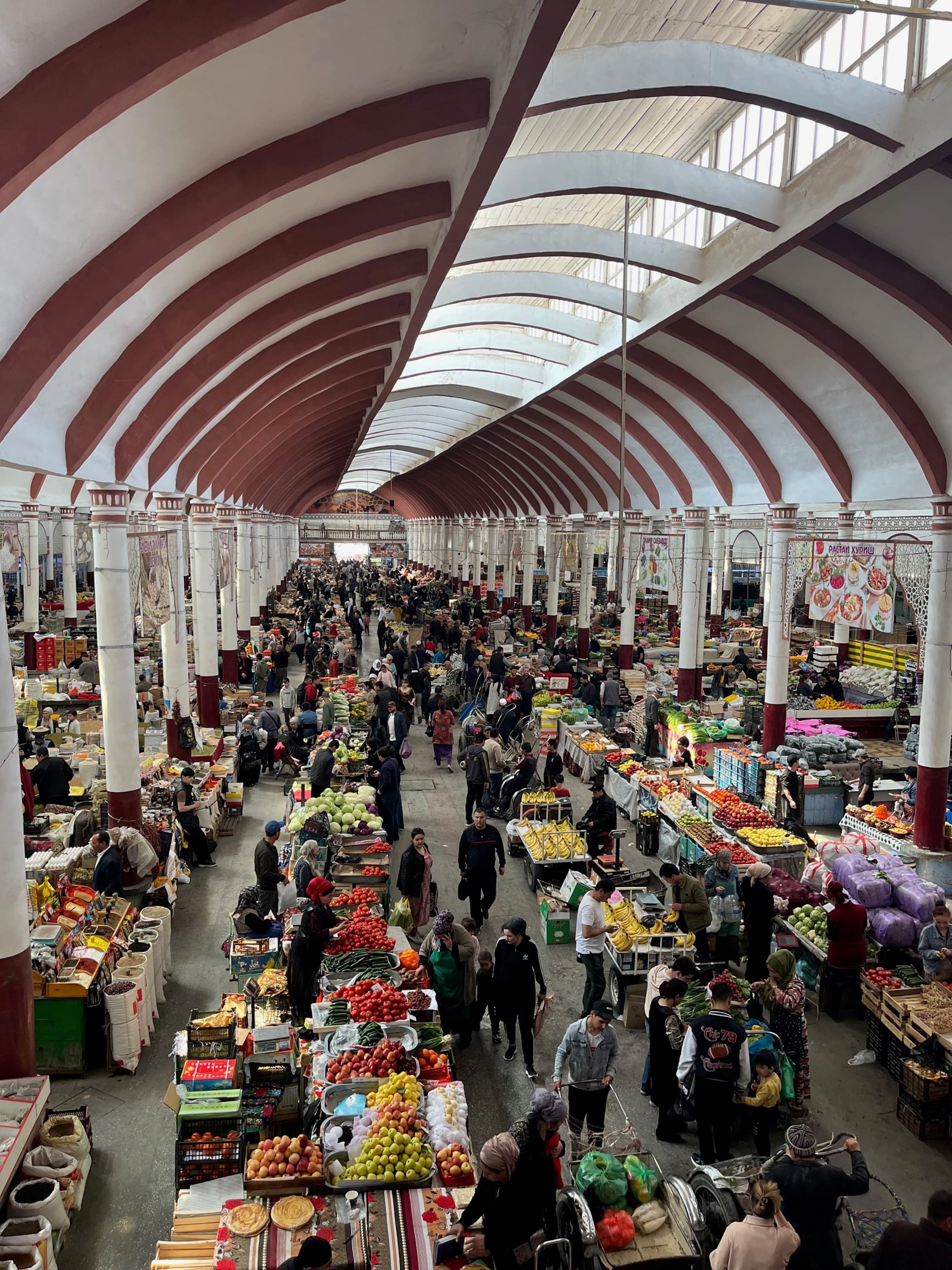 The interior of a large covered bazaar