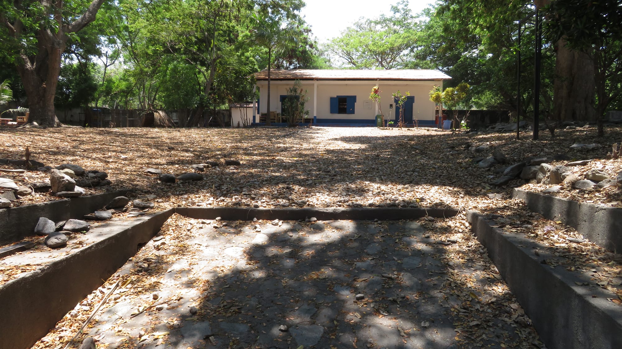 The interior courtyard of an old colonial-era fort