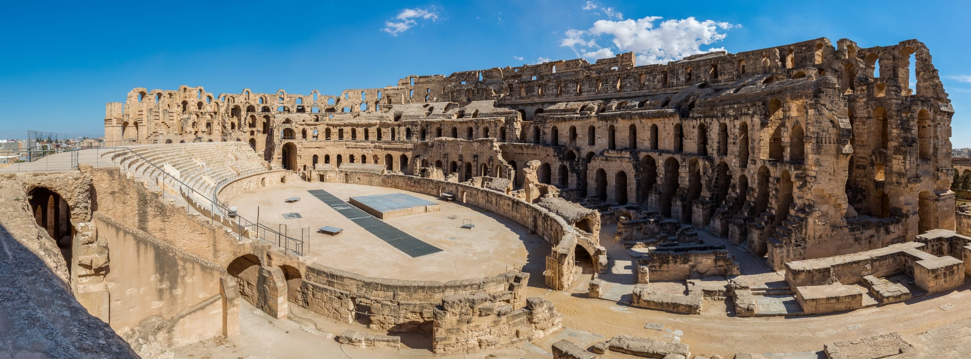 The interior of a vast ancient Roman amphitheatre