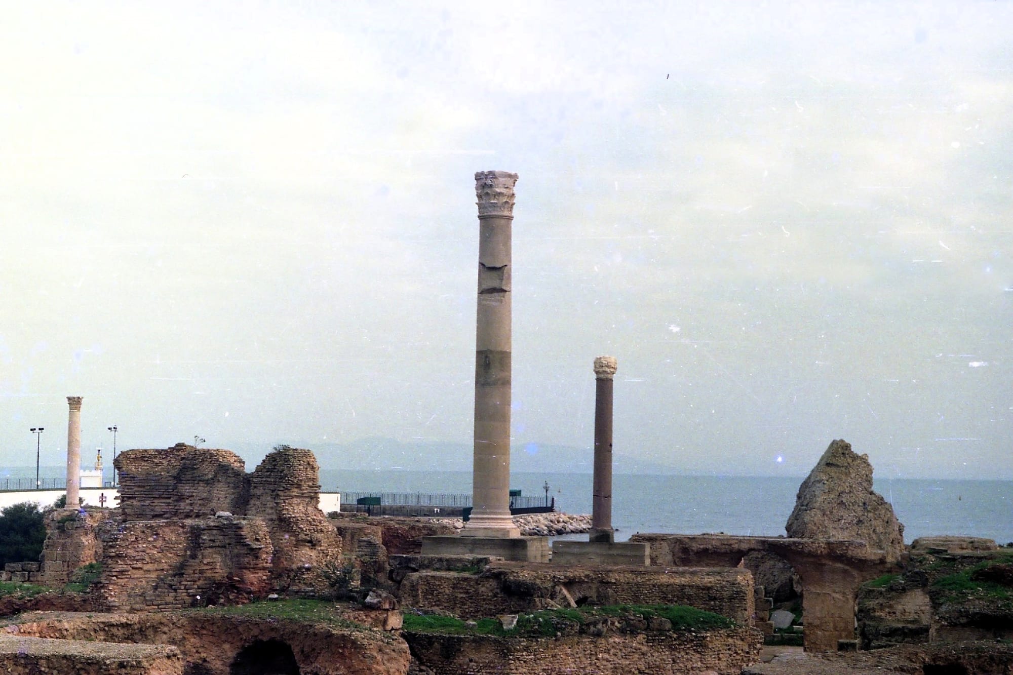 Ancient Roman ruins overlooking the Mediterranean coastline
