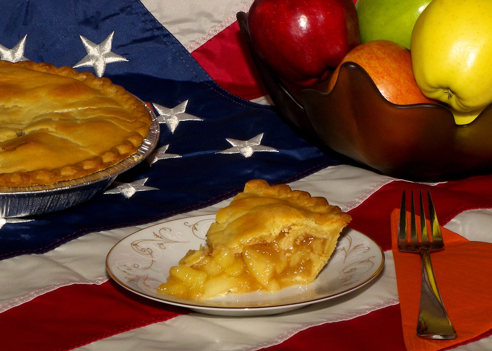 A whole baked apple pie