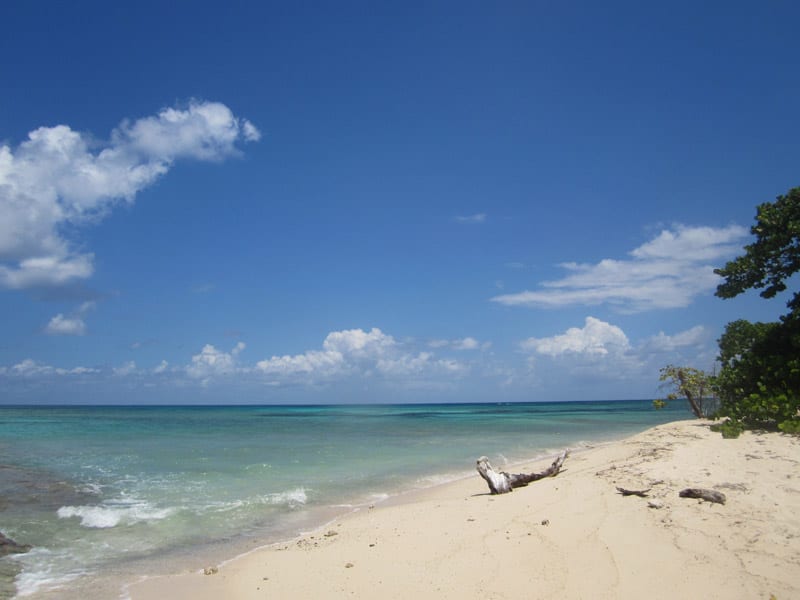 A beach on a small uninhabited island surrounded by protected reef